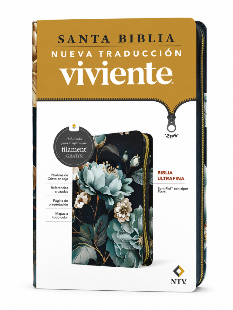 Biblia ultrafina SentiPiel con ziper floral NTV